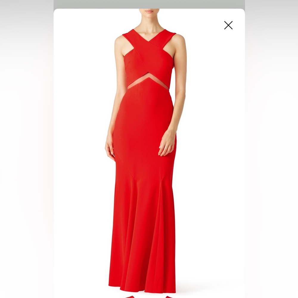 Rent the Runway - Mignon Red Chevron Cutout Gown